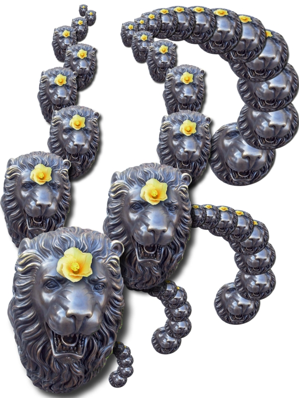 Creation of Lion Car-touche  with Hibiscus: Step 9